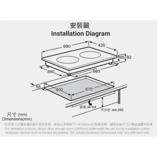 German Pool 德國寶 GIH-DD28B 69厘米 5400W 嵌入式電磁電陶爐